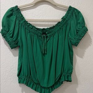 Forever 21 Emerald Green Off-Shoulder Blouse